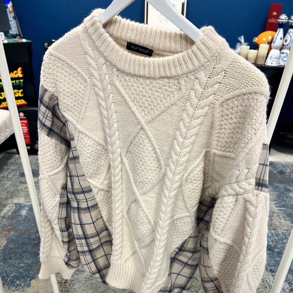 Mixed Media Oversized Knit in Ivory | Dressed in LALA